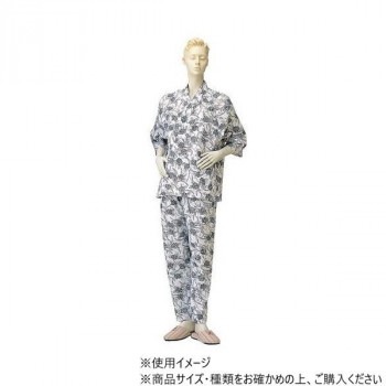 神戸生絲　婦人パジャマ型ねまき（ラグラン袖/おくつろ着）L No.73 コン 花柄