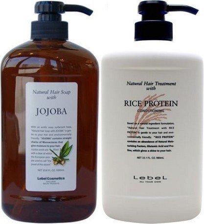 Qoo10最安値挑戦 ルベル LebeL ナチュラルヘアソープ ウィズ JO ホホバ 1000ml ＆ ナチュラルヘアトリートメント ウィズ RP ライスプロテイン 980g セット