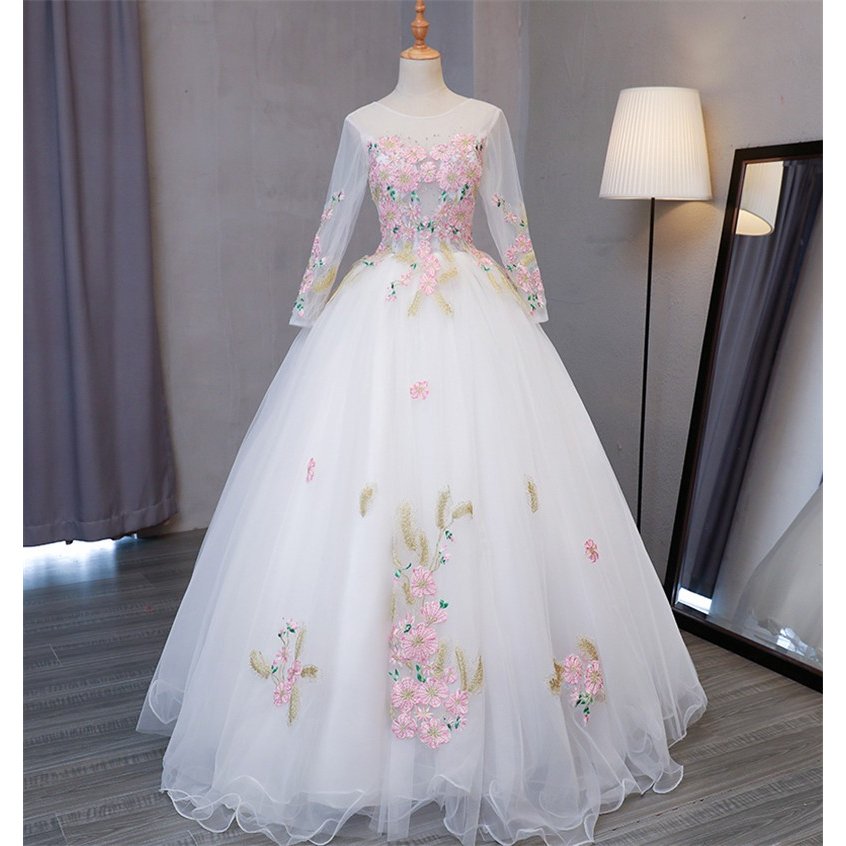 パーティードレス ウェディングドレス 奏会用ロングドレス 人気カラードレス 二次会 花嫁 結婚式 舞台 ホワイト