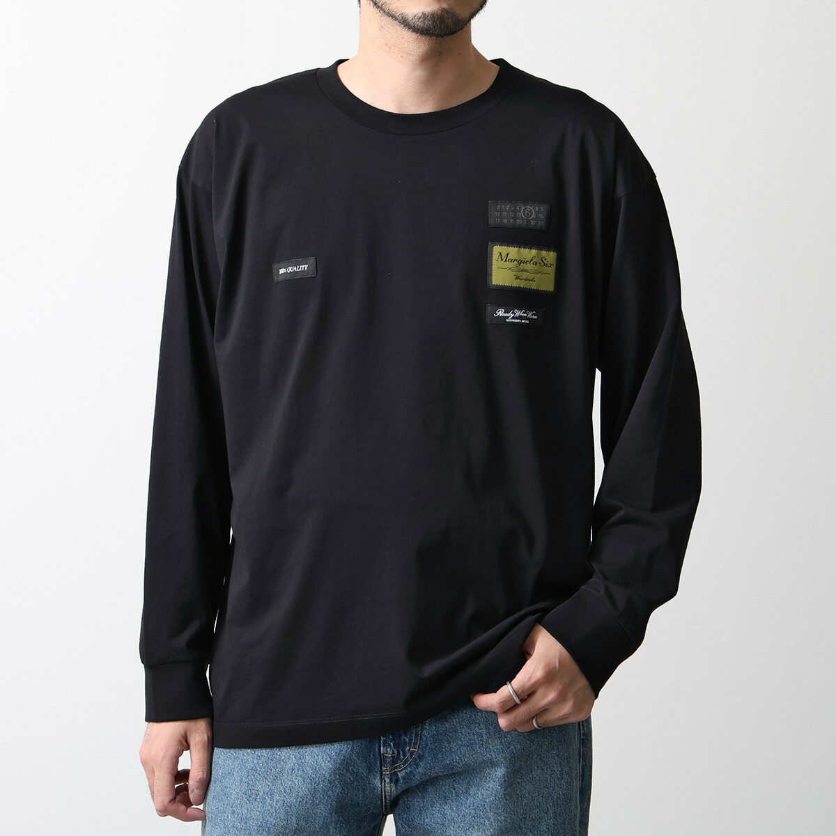MM6 エムエムシックス メゾンマルジェラ 長袖Tシャツ SH0NH0023 M20170 メンズ コットン クルーネック ロンT ロゴT カットソー 900