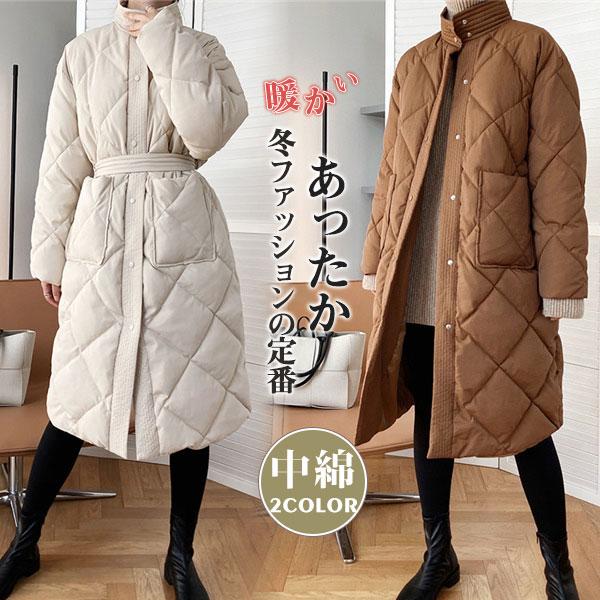 中綿コートダウンジャケット立ち襟レディースロングコートアウターきれいめ403020秋冬上品防寒通勤OLお洒落
