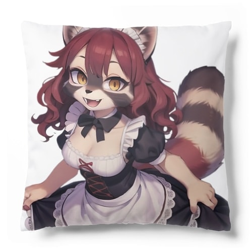 【文字入れ可能受注生産】タヌキの女の子　メイド　ケモナー クッション