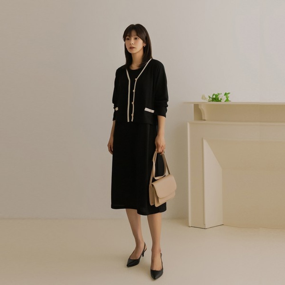 [エリシア] ハイパーラインカラーカーディガンSET