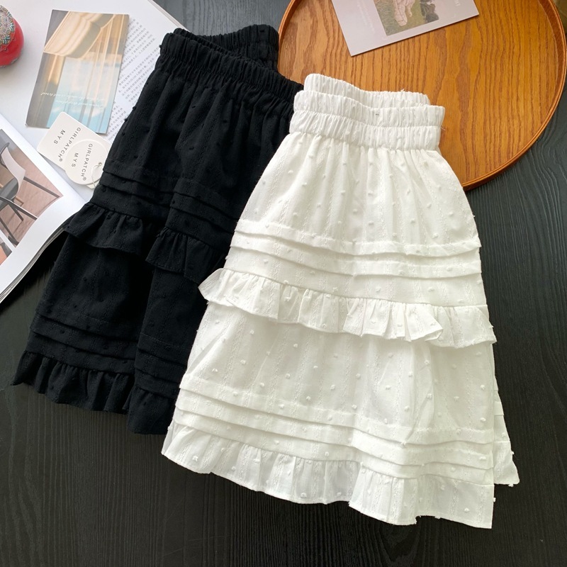 【1つ買うと10つ無料】2025早春と夏のホワイトショートスカートハイウエストスリムとスリムスカートケーキスカート ラインスカート女性