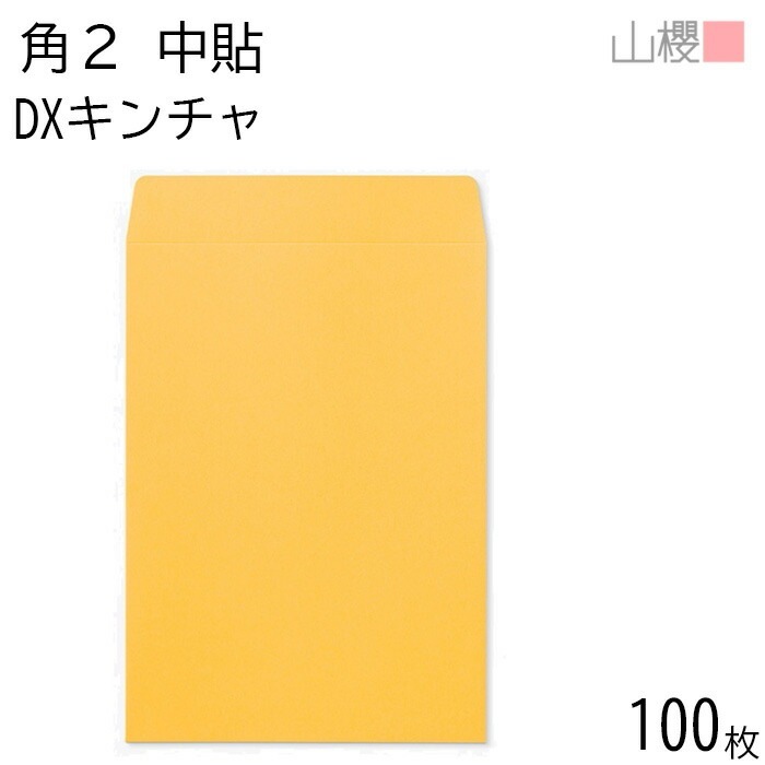 山櫻 封筒 角2 中貼 DXキンチャ 紙厚164g 郵便枠ナシ 100枚 / 厚手 A4用 無地 郵便番号枠なし 00565012-0100