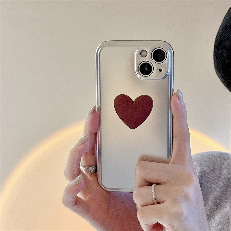 ステレオ ワインレッドの愛 iPhone11Promaxに適用可能 12/13携帯電話ケース