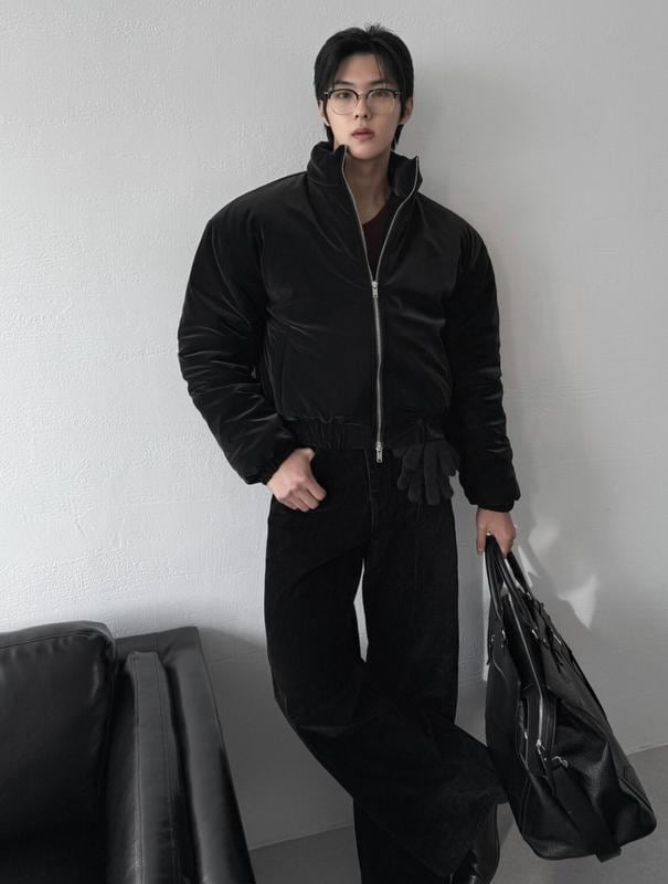 ハイエンドグロッシーベルベットマッスルフィットパディングジャンパー