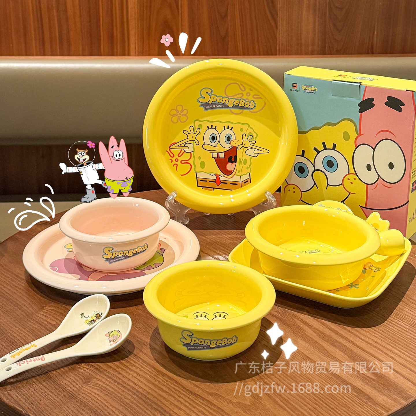 スポンジボブセーラーマーティンセラミックプレート新しい漫画ラウンドプレートかわいい風皿プレート家庭用朝食プレート