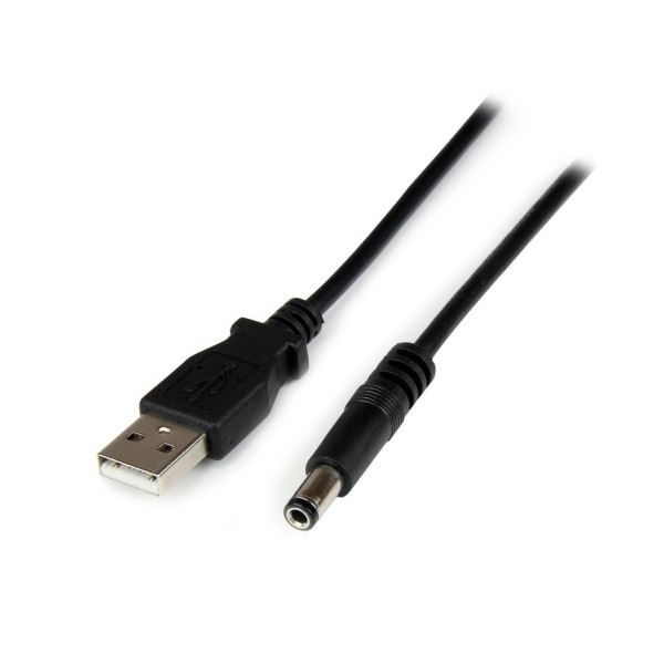 （まとめ）StarTech.com USB-5VDC電源供給ケーブル 1m DCプラグ（外形5.5mm/内径2.5mm） ブラック USB2TYPEN1M 1本 (×5セット)