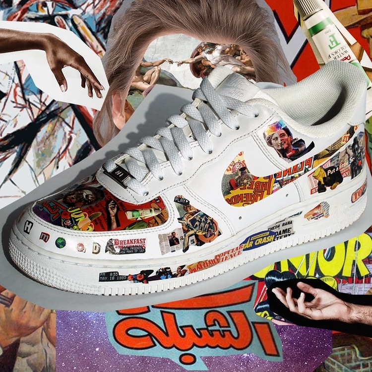 NIKE Air Force1 コラージュカスタム男女兼用シューズ