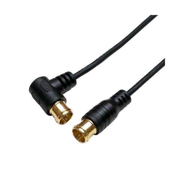 （まとめ）HORIC 極細アンテナケーブル 3m ブラック 両側F型差込式コネクタ L字/ストレートタイプ HAT30-108LPBK(×5セット)