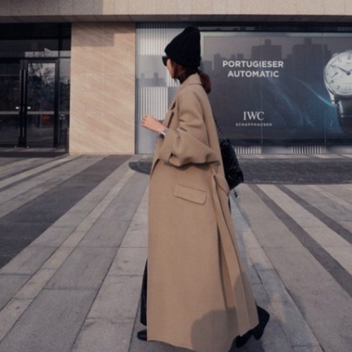 【 2019年秋　冬　2color オーバー ガウン ロングコート　ロング丈が新鮮なオーバーサイズコート　デイリーに使いたいトレンドライクな一着