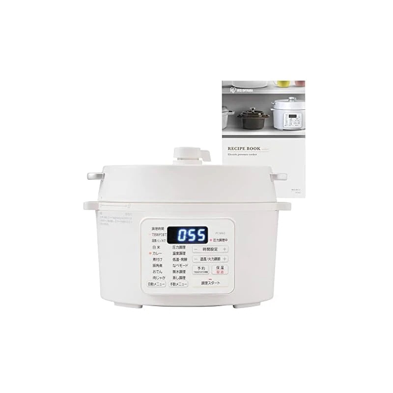【即納】アイリスオーヤマ 電気圧力鍋 圧力鍋 3L 3~4人用 低温調理可能 卓上鍋 予約機能付き レシピブック付き ホワイト PC-MA3-W
