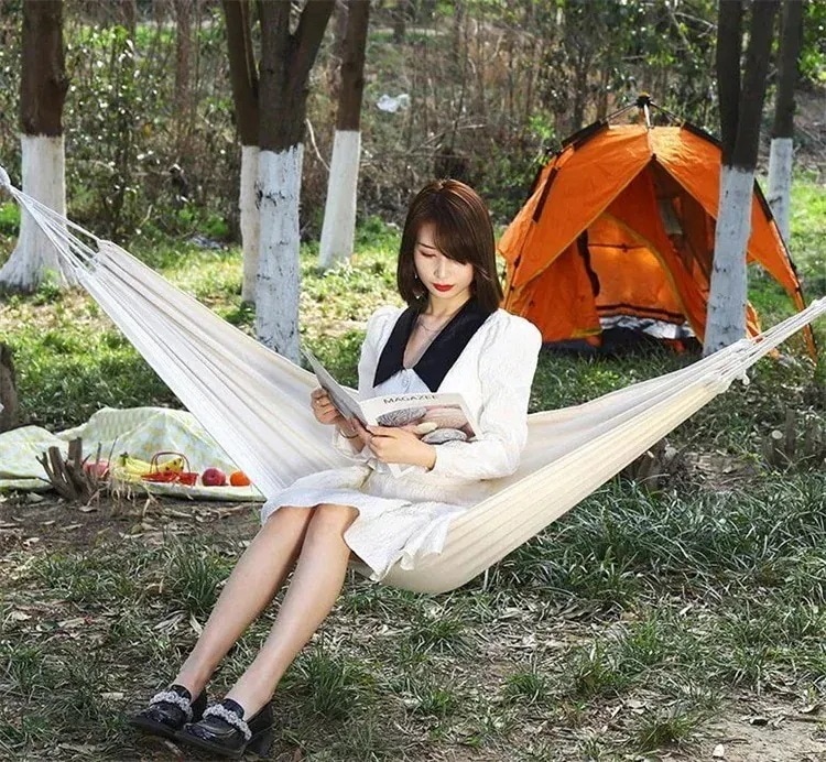 スタイル キャンバス アンチロールオーバー アウトドア シックニング ハンモック シングルキャンプ用品テントタープ
