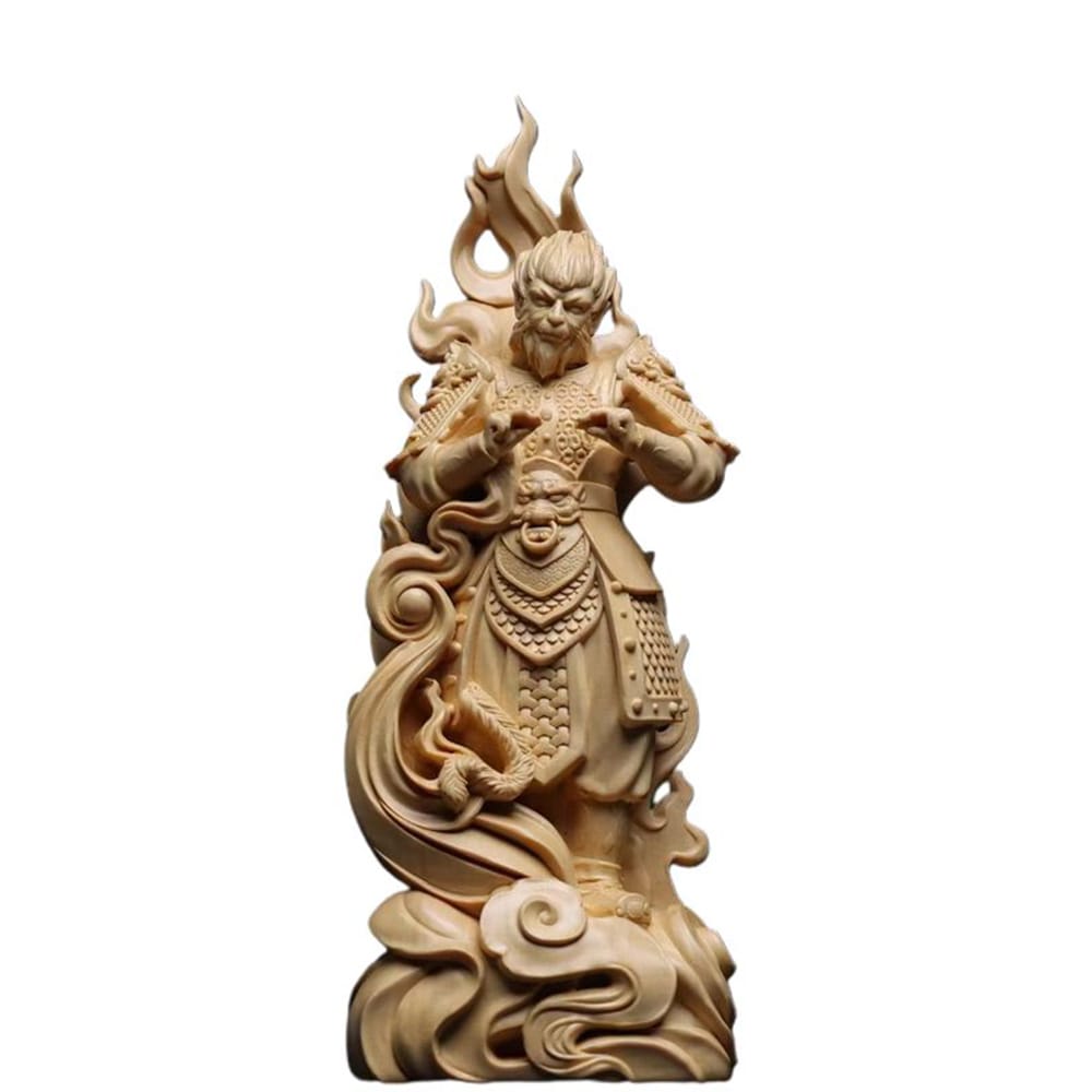 大賢者ブラック孫悟空の装飾品ヒノキの木彫りナショナルスタイルのクリエイティブオフィス装飾仏陀猿王との戦いと敗北