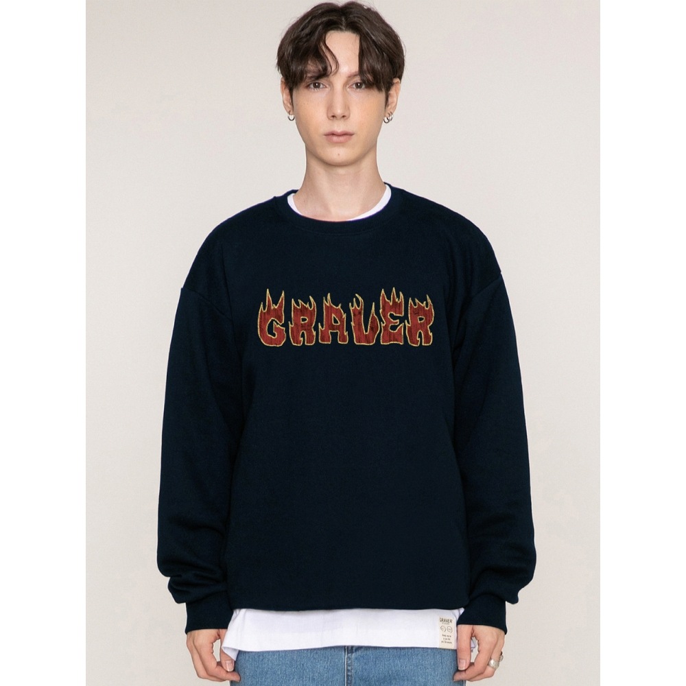 GRAVER フレーム ロゴ マンツーマン ネイビー
