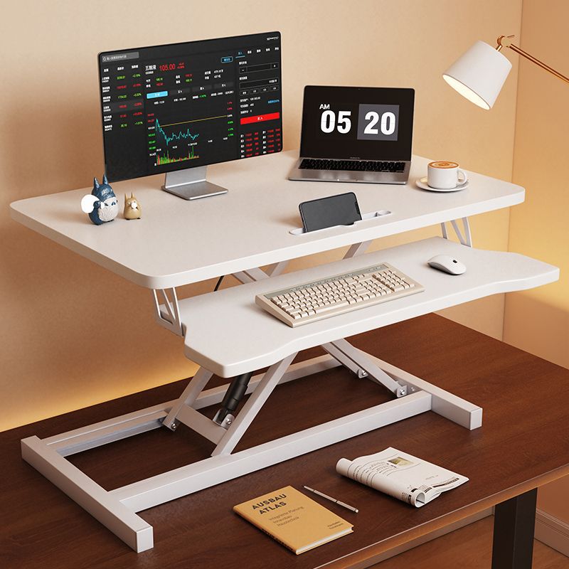 卓上デスク 座位立位両用 在宅勤務 卓上タイプ キーボード台付き オフィスワークテーブル パソコンデスク 多機能テーブル デスクライザー 無段階座位立位両用デスク 卓上デスク 立ち 昇降式テーブル ガ