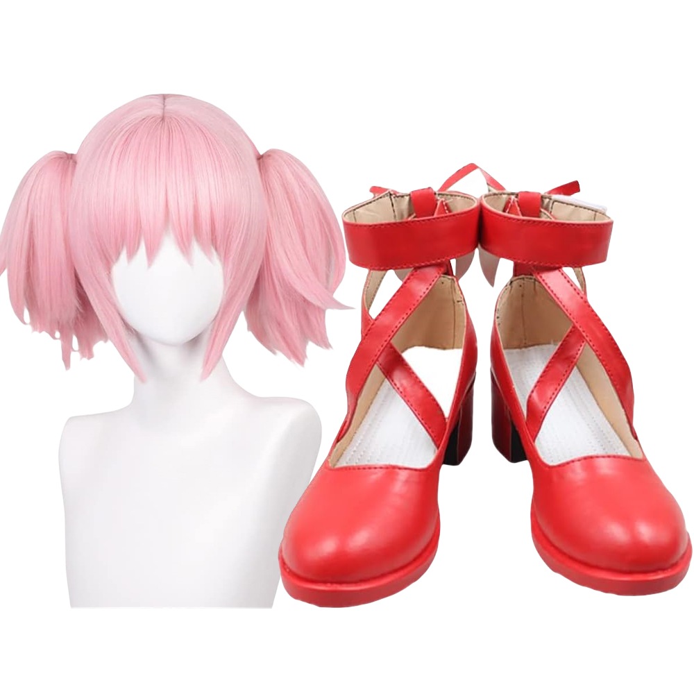 コスプレ靴 鹿目まどか 魔法少女まどか マギカ 靴付き ブーツ 下駄 シューズ 長靴 コスプレ クリスマス ハロウィン