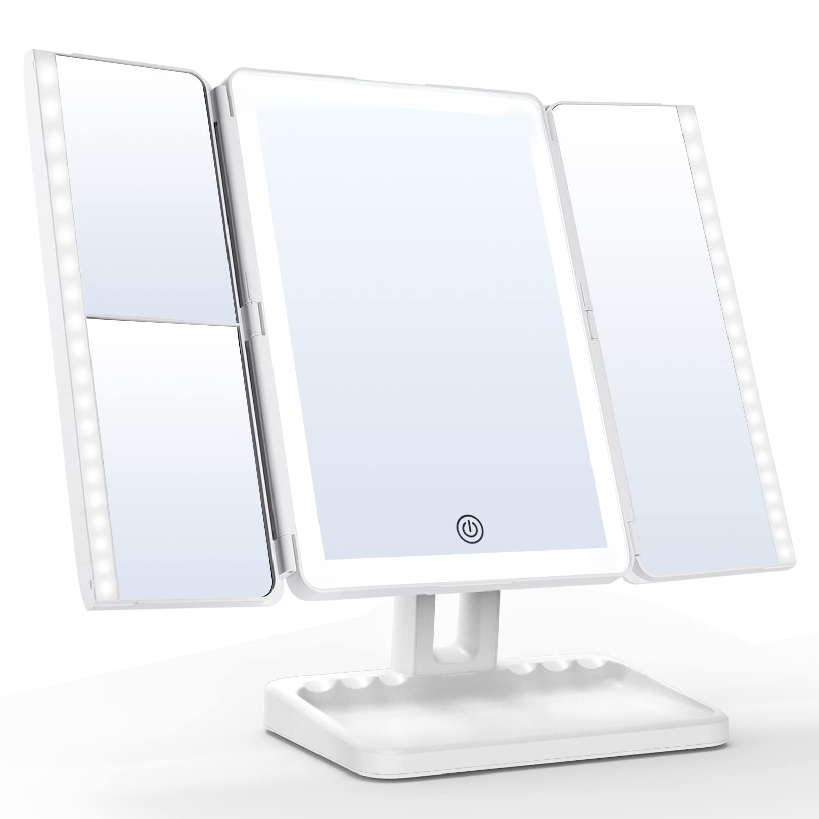 FASCINATE 女優ミラー 卓上ミラー ライト付き おしゃれ 化粧ミラー led 卓上 充電 ライト 卓上鏡 メイクミラー スタンド鏡 ミラー タッチライト 明るさ段階調節 ライト付 化粧鏡 大(