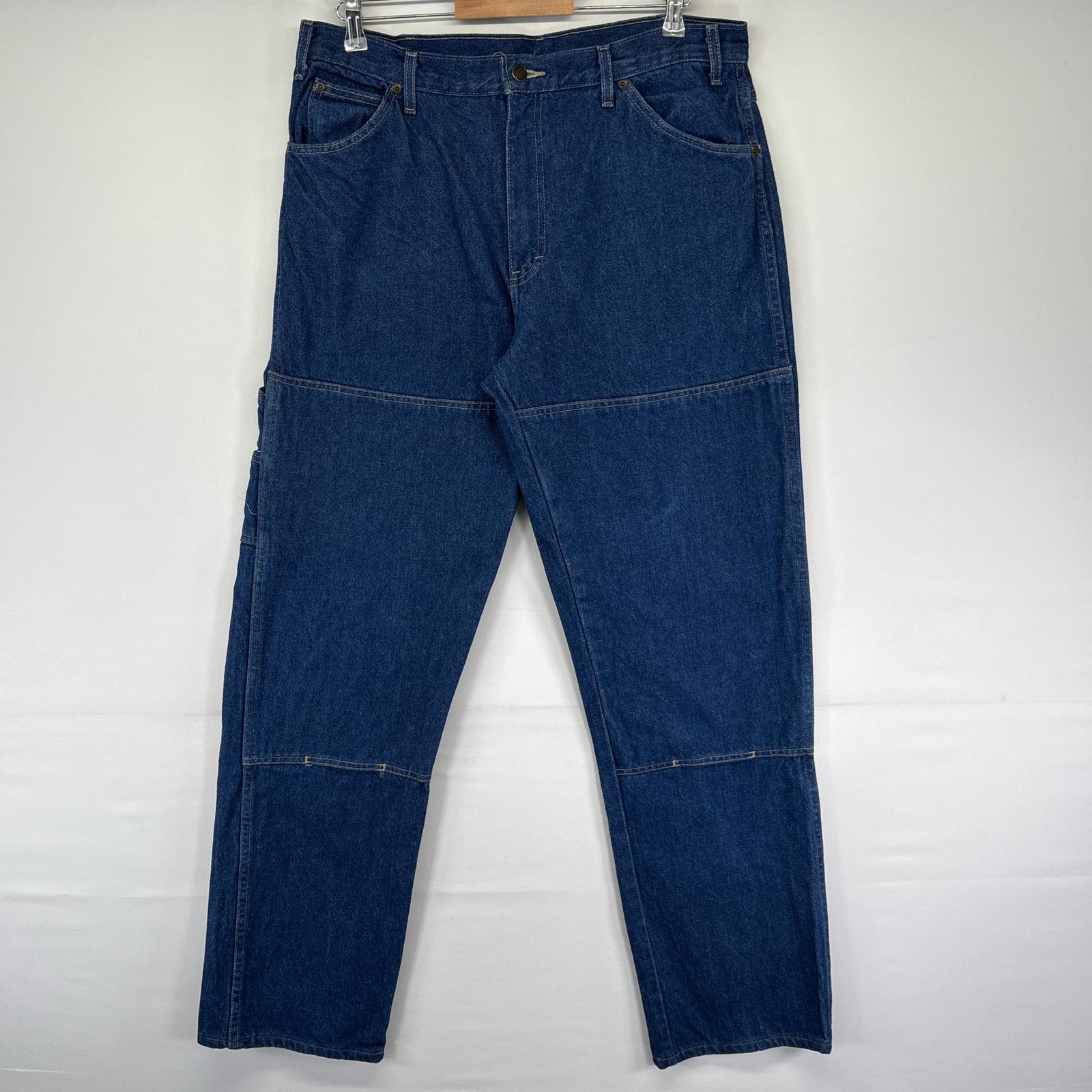 古着 デニムパンツ ダブルニー ワーク ペインター 作業着 ワンポイントロゴ ジップ w38 ブルー メンズ 5,225円