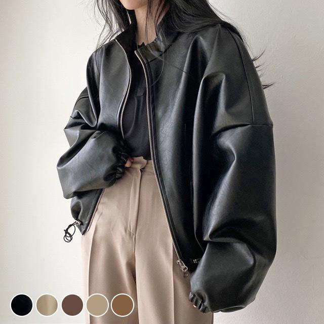 2025新入荷！【早割り】フェイクレザージャケット レディース アウター 防寒 ライダース 上着 合皮 革 バイク 黒 白 春 秋冬