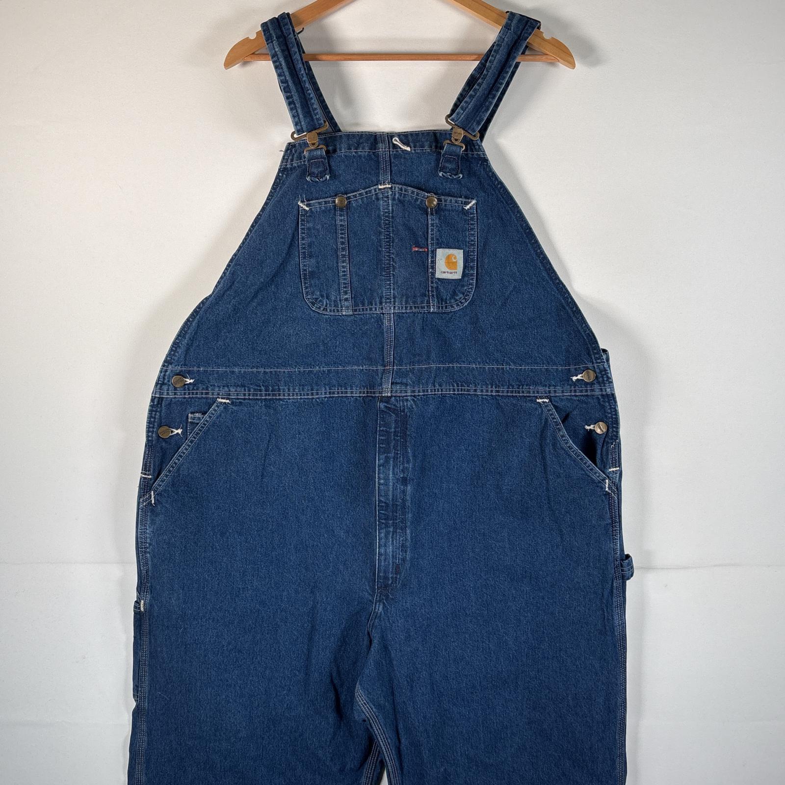古着 00’s/00年代 USA製 オーバーオール デニム ワーク ワンポイントロゴ 大きいサイズ ハンマーループ w48 L30 インディゴブルー メンズ