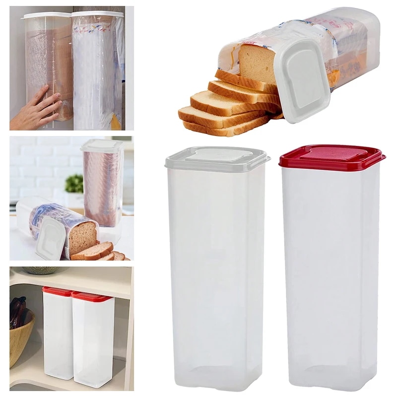 気密蓋付きプラスチックサンドイッチブレッドホルダーパンディスペンサーローフ用フレッシュパンストレージコンテナ