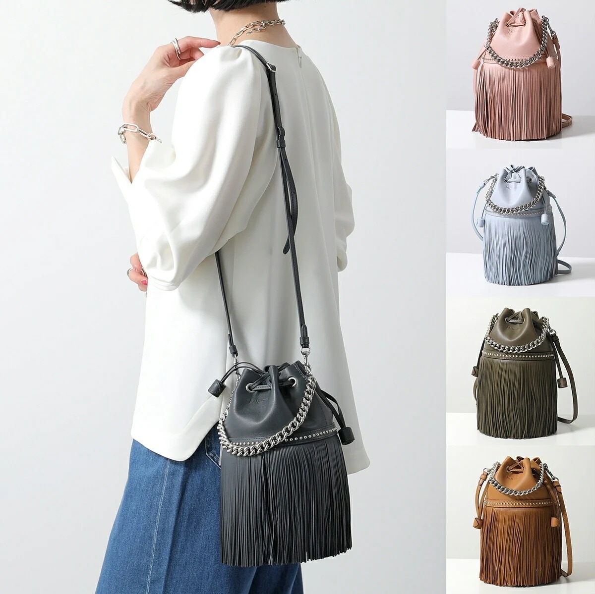 J&M DAVIDSON フリンジ カーニバル MEDIUM FRINGE CARNIVAL WITH STUDS LMDC-1XX-SCNP 1855N 7502 レディース 巾着 ショルダーバッグ