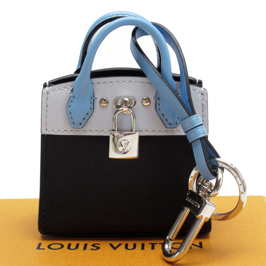 ルイ ヴィトン LOUIS VUITTON チャーム キーホルダー シティ スティーマー レザー ブルー ユニセックス MP1789 t19387i