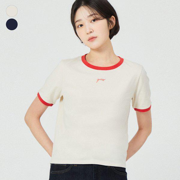 [OL] 女性クロップリンガー スモールロゴ半袖Tシャツ OP2K8402