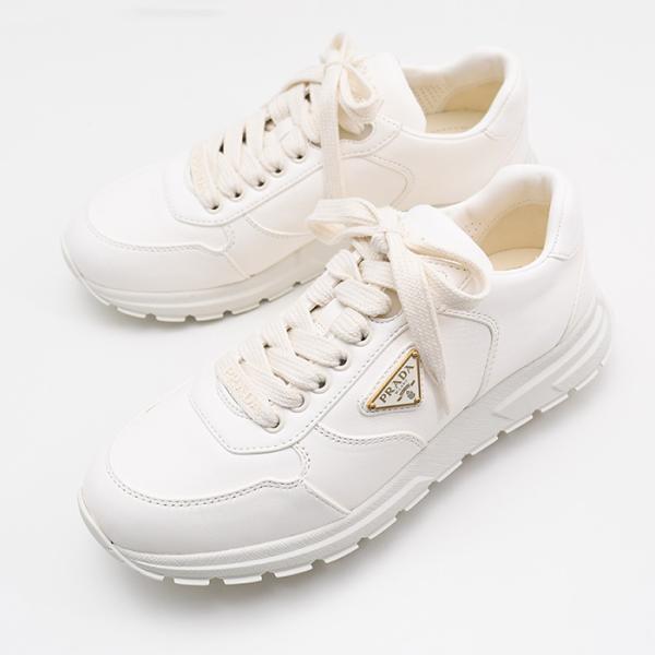 シューズ PRAX 01 ナッパレザースニーカー 1E021O 038 レディース アイボリー ラムスキンレザー トライアングルロゴ ローカット レースアップ