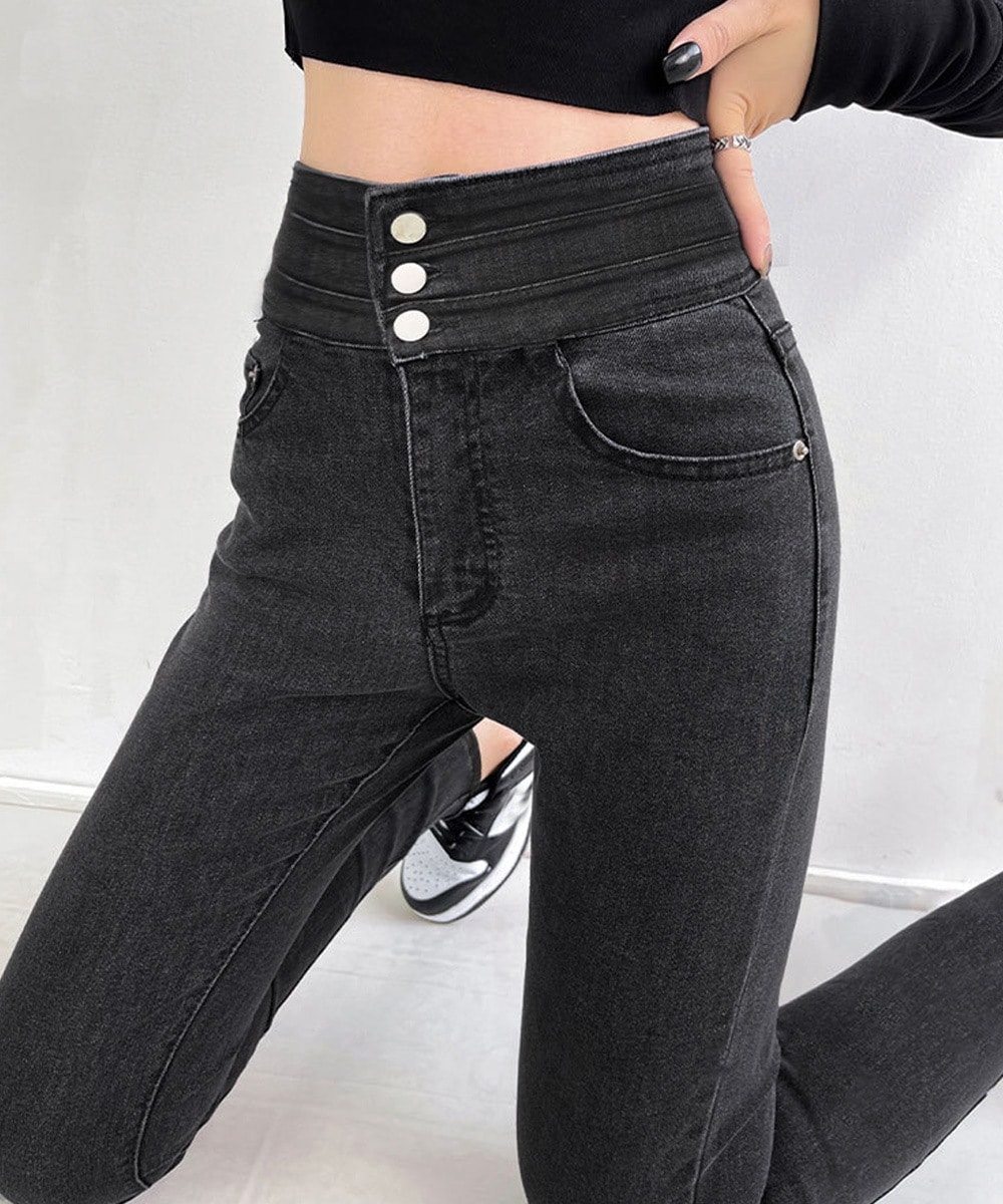 国内即納 ハイウエスト デニムパンツ 美脚 脚長 99YYFS-001