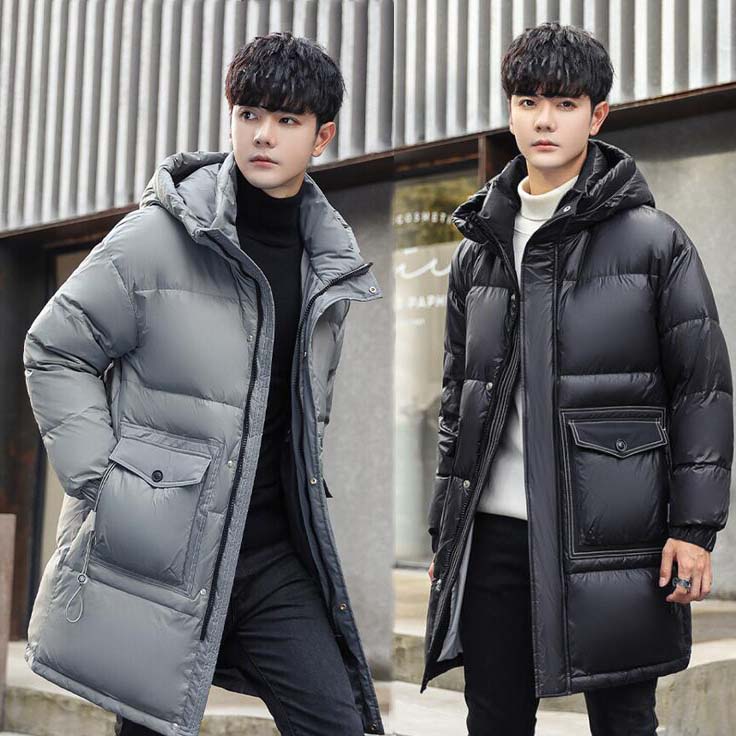 ダウンコート メンズ ダウンジャケット 暖かい 冬物 防寒着 ミドル丈コート 厚手 メンズコート ロングコート カジュアル ダウン アウター フード付き あたたか お兄系 保温 防風 ビジネスコート