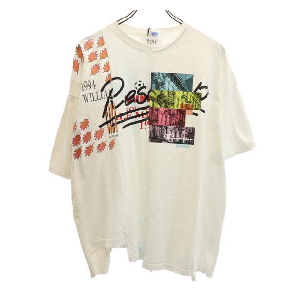 リスカープ 23ss リメイク 半袖 Tシャツ ホワイト×ベージュ RESCARP メンズ