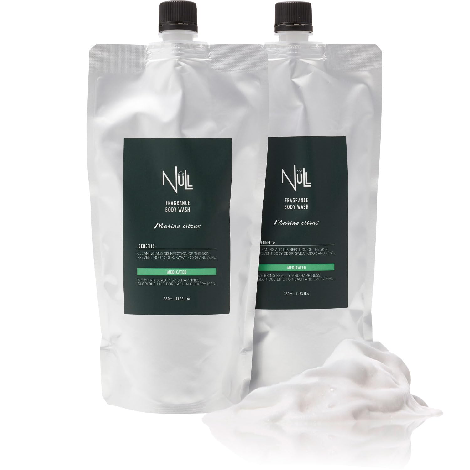 NULL ボディーソープ メンズ 詰め替え (体臭 背中ニキビ を防ぐ) 薬用 350mL 詰替用×2