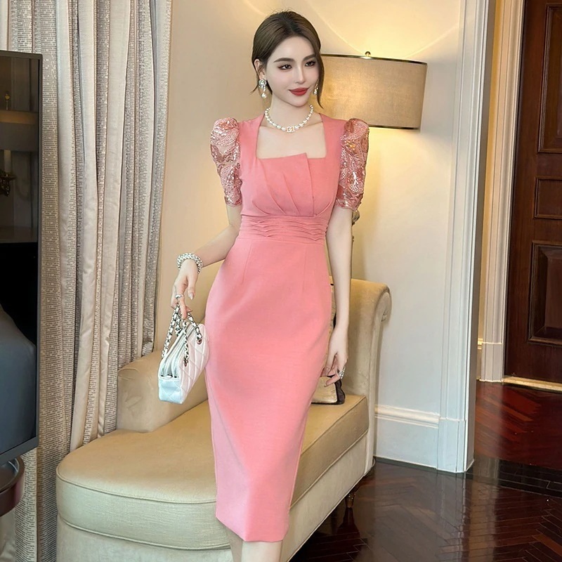 マキシスカート 【JY.上品】 2024夏新品 キラキラ ワンピース ドレス パーティー キャバ 大人 同窓会 披露宴 卒業式 結婚式 演奏会 ウェディング 二次会 メガ割