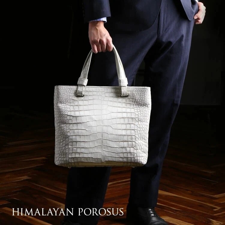 ヒマラヤポロサスメンズトートバッグ日本製センター取りA4サイズ対応スモールクロコ
