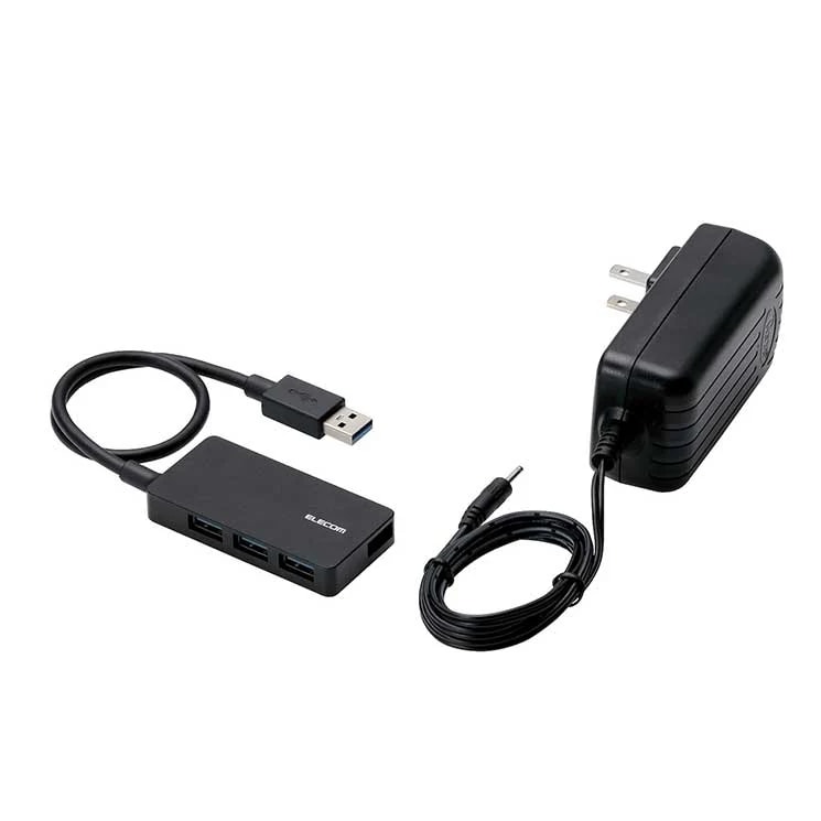 USB3.0HUB セルフパワー タブレット向け 4ポート ブラック