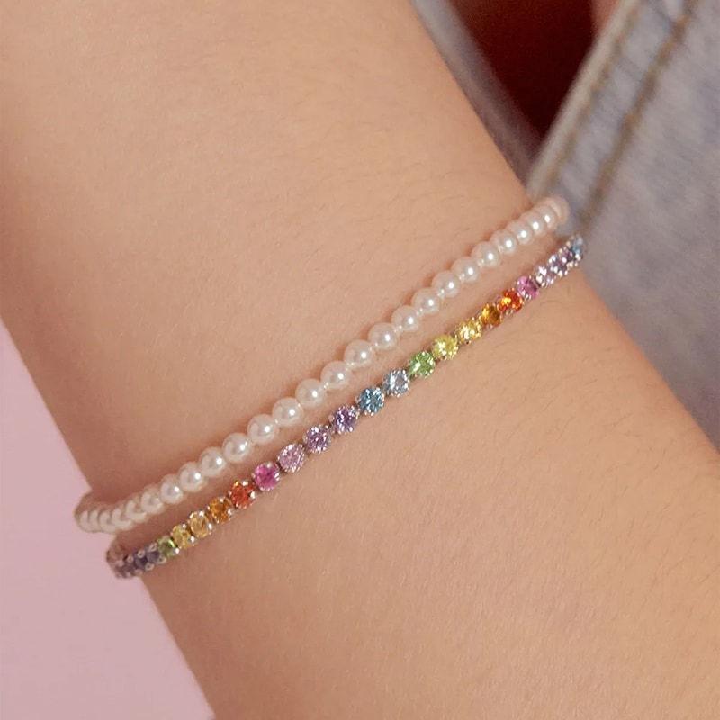 パール&レインボー ジュエル ブレスレット／Pearl and Rainbow Jewel Bracelet