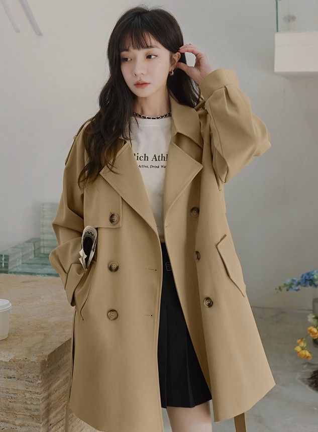 トレンチコート ショート レディース ショートコート 春 秋 アウター きれいめ カジュアル シンプル 大きいサイズ 通勤 春秋 スプリングコート コート 黒 ベージュ バレンタイン プレゼント