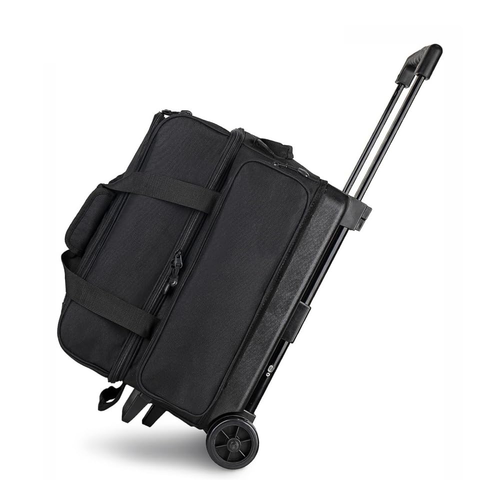 ダブルローラー 2ボール独立したシューズコンパートメント付き ホイール付 格納式ハンドル スポーツ輸送ケース 楽々省力 移動用具 防水耐摩耗耐久 アウトドアスポーツ愛好者 旅行者 [並行輸入品]