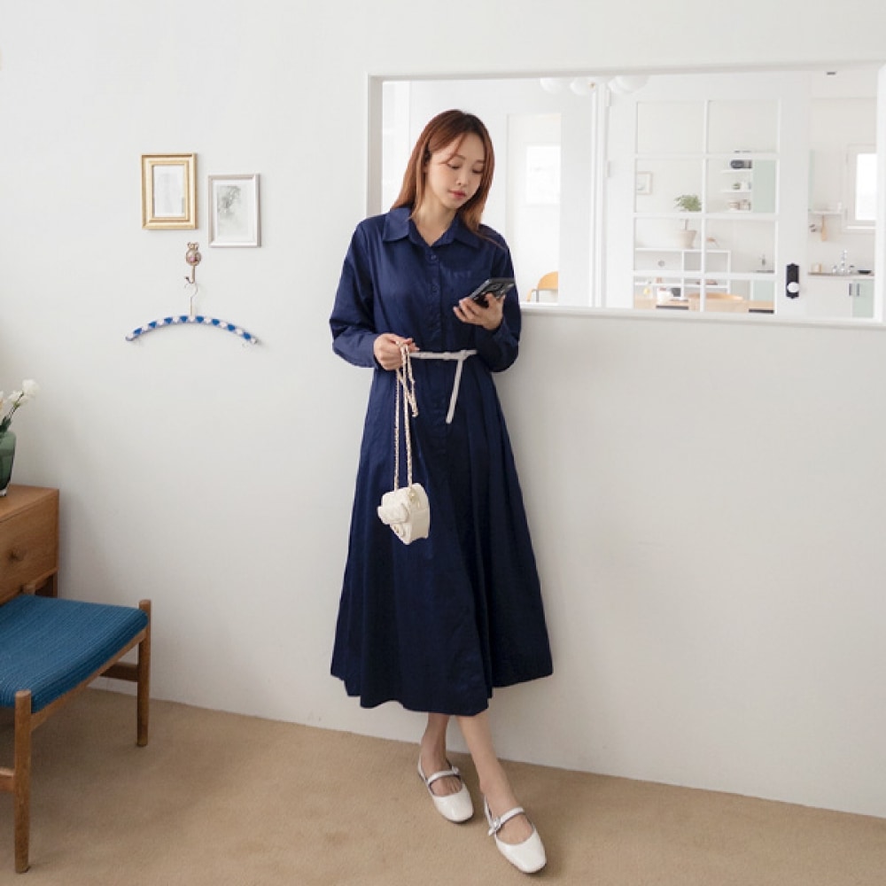 (JSTYLEのイーブレット) イーブレットハーディボンピントックシャツロングワンピース JSTYLE