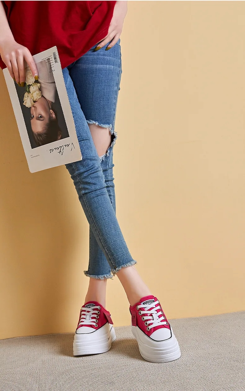 デニム プラットフォーム ウェッジ レディース スリッパ