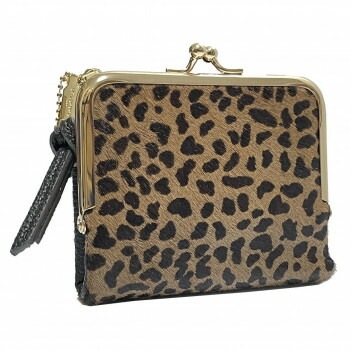 DAICO Pisoraro（ピソラロ） ハラコ がま口二つ折りミニウォレット LEOPARD-BR PR241