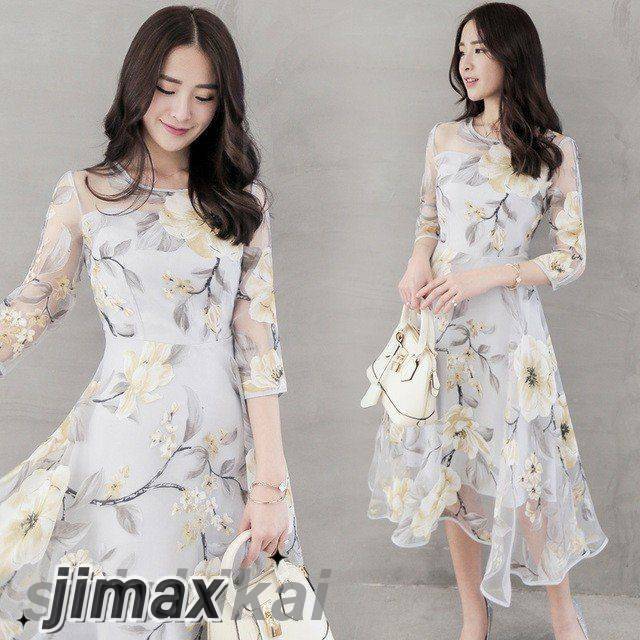 ワンピースドレス レディース 40代 キレイめ マキシ丈ワンピース 春秋 七分袖ワンピース 花柄チュールスカートドレス Aライン結婚式ドレス オシャレ 上品 16,517円