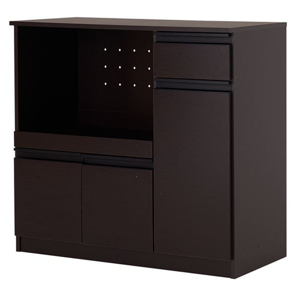 キッチンカウンター 約幅89奥行40高さ82cm ダークブラウン 2口コンセント付き キッチン収納 組立品 キッチン 台所