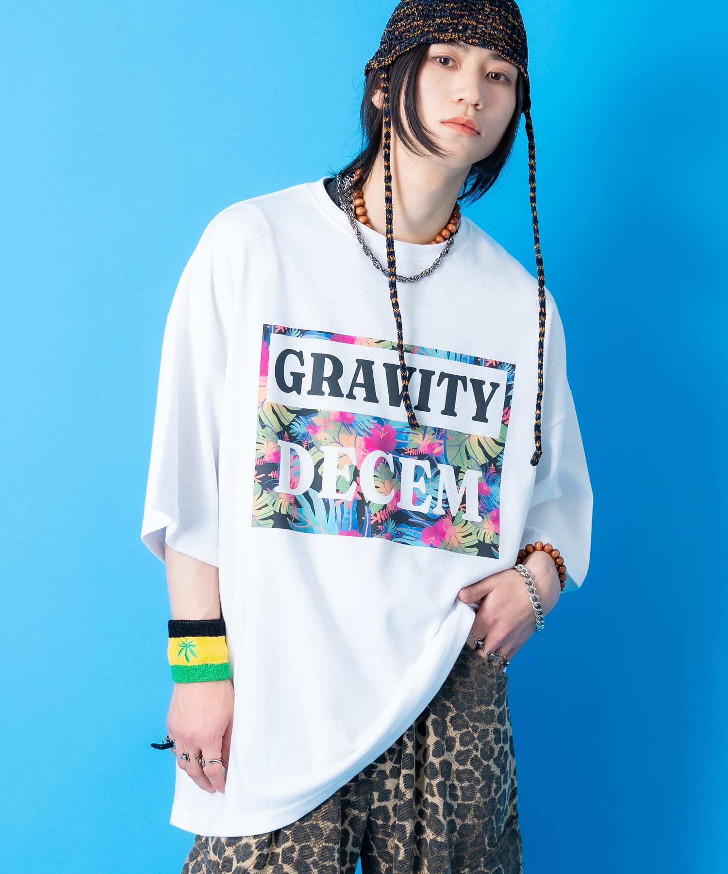 フラワーミックスビッグボックスロゴプリントオーバーサイズTシャツ 「set0374」