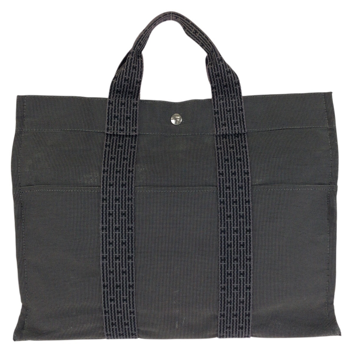 美品 エールライン MM グレー シルバー金具 ポリアミド/ポリエステル トートバッグ ハンドバッグ レディース 602066