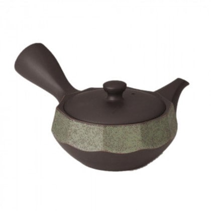 宇幸黒十角緑彩フッ素帯網急須 Y550