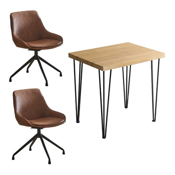 ホームテイスト SH-23-SGD3 スタイリッシュダイニングチェア2脚 75cm幅テーブル 3点セット【EldeUmbure】 SH/ブラウン メーカー直送